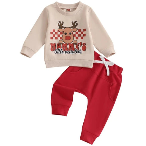 Mommys Little Reindeer Checkered Jogger Outfit - PREORDER