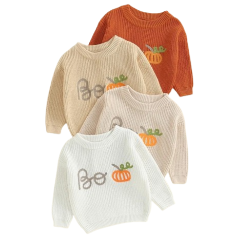 BOO Pumpkin Knit Sweaters (4 Colors) - PREORDER