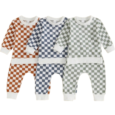 Casual Checkered Jogger Outfits (3 Colors) - PREORDER