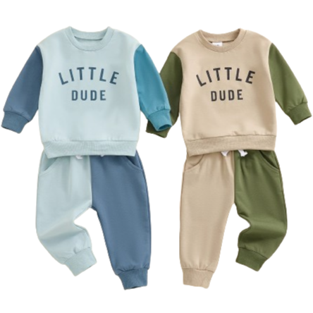 Little Dude Two Tone Jogger Outfits (2 Colors) - PREORDER