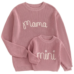 MAMA & MINI Pink Knit Sweaters - PREORDER