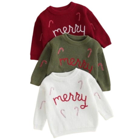 Merry Candy Canes Knit Sweaters (3 Colors) - PREORDER