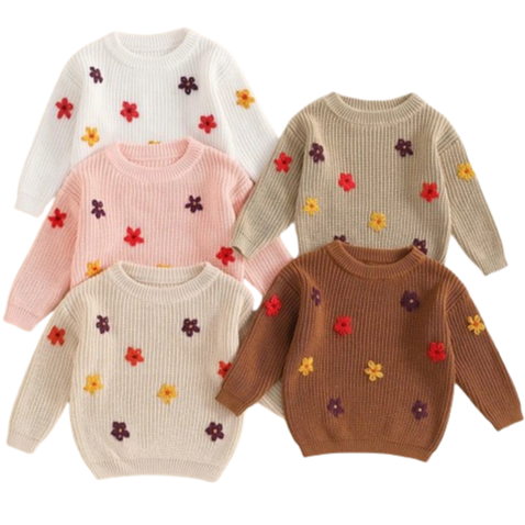 Fall Daisies Knit Sweaters (5 Colors) - PREORDER