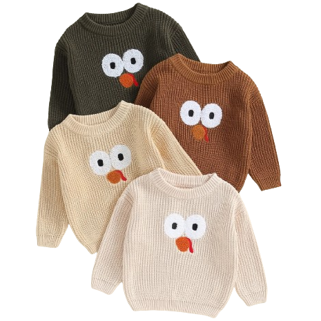 Thanksgiving Turkey Knit Sweaters (4 Colors) - PREORDER