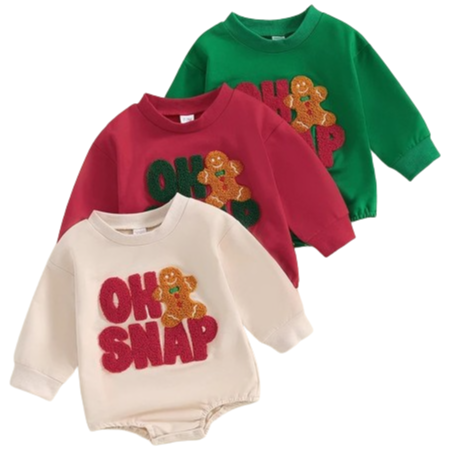 Oh Snap Gingerbread Rompers & Pullovers (3 Colors) - PREORDER