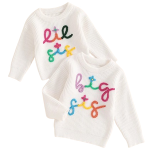 Colorful Big & Lil SIS Matching Knit Sweaters - PREORDER