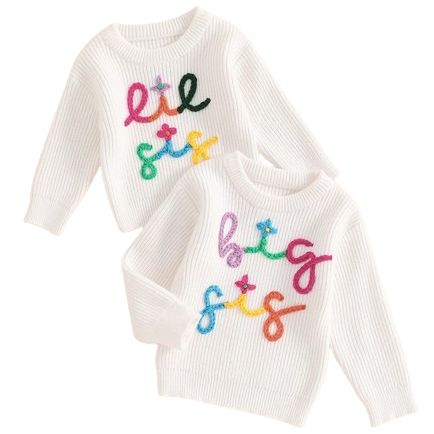 Colorful Big & Lil SIS Matching Knit Sweaters - PREORDER