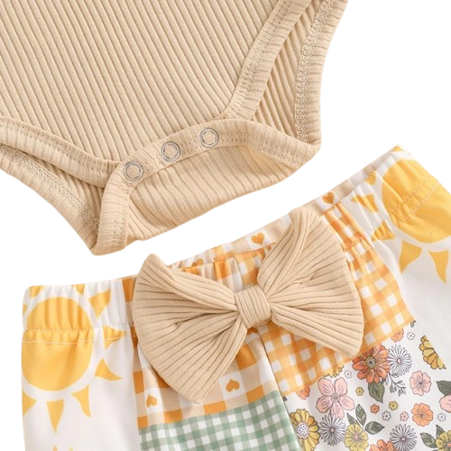 Fall Patchwork Ribbed Bells Outfit & Bow - PREORDER