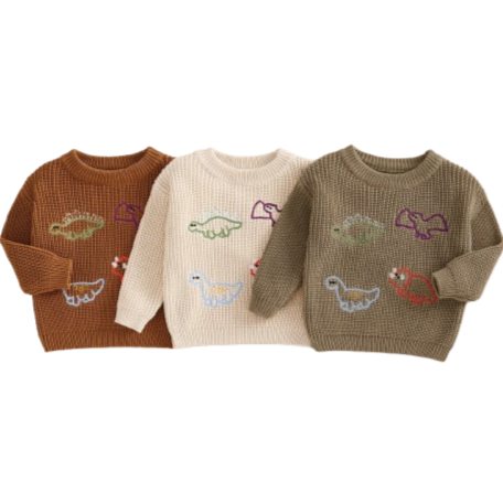 Dino RAWR Knit Sweaters (3 Colors) - PREORDER