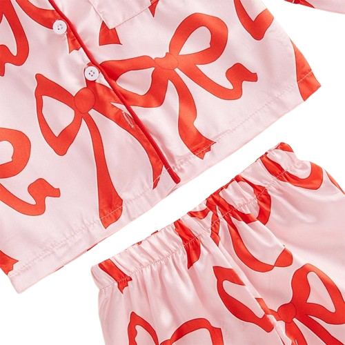 Big Red Bows Silk Pajamas - PREORDER