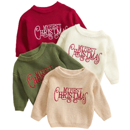 My First Christmas Knit Sweaters (4 Colors) - PREORDER