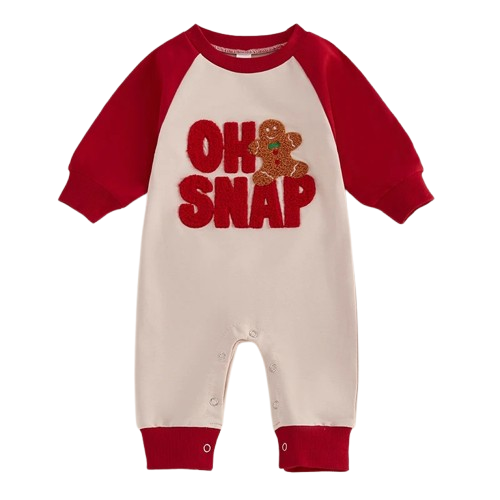 Oh Snap Gingerbread Two Tone Pants Romper - PREORDER