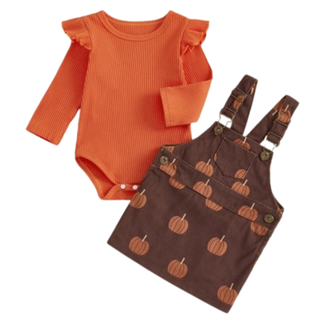 Pumpkins Corduroy Overalls Outfit Dress - PREORDER