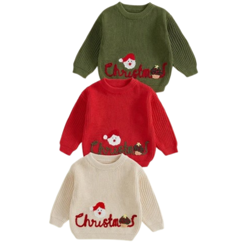 Christmas Plant & Santa Knit Sweaters (3 Colors) - PREORDER