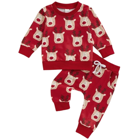 Red Reindeers Jogger Outfit - PREORDER