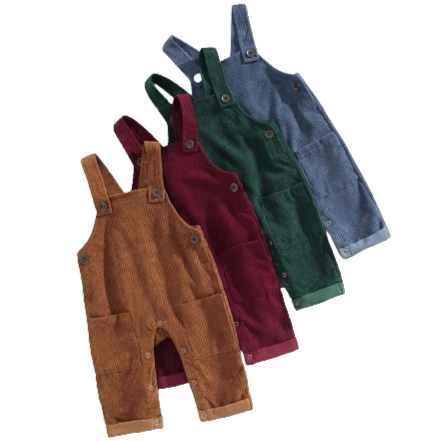 Little Man Solid Corduroy Pants Overalls (4 Colors) - PREORDER