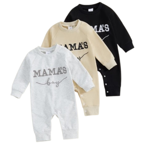 Mamas Boy Embroidered Rompers (3 Colors) - PREORDER