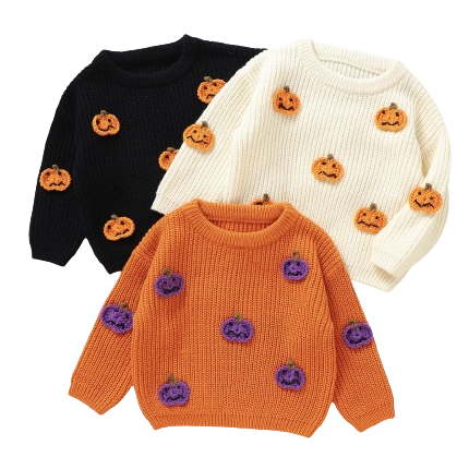 Spooky Pumpkins Knit Sweaters (3 Colors) - PREORDER