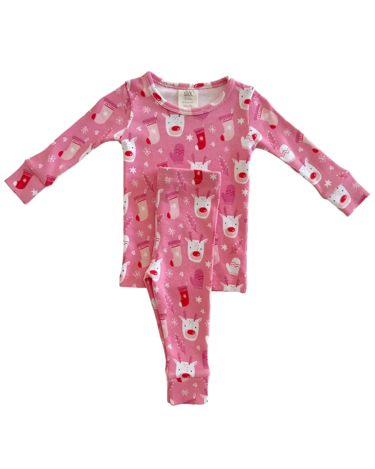 Organic Top & Pants Set | Pink Reindeer - PREORDER