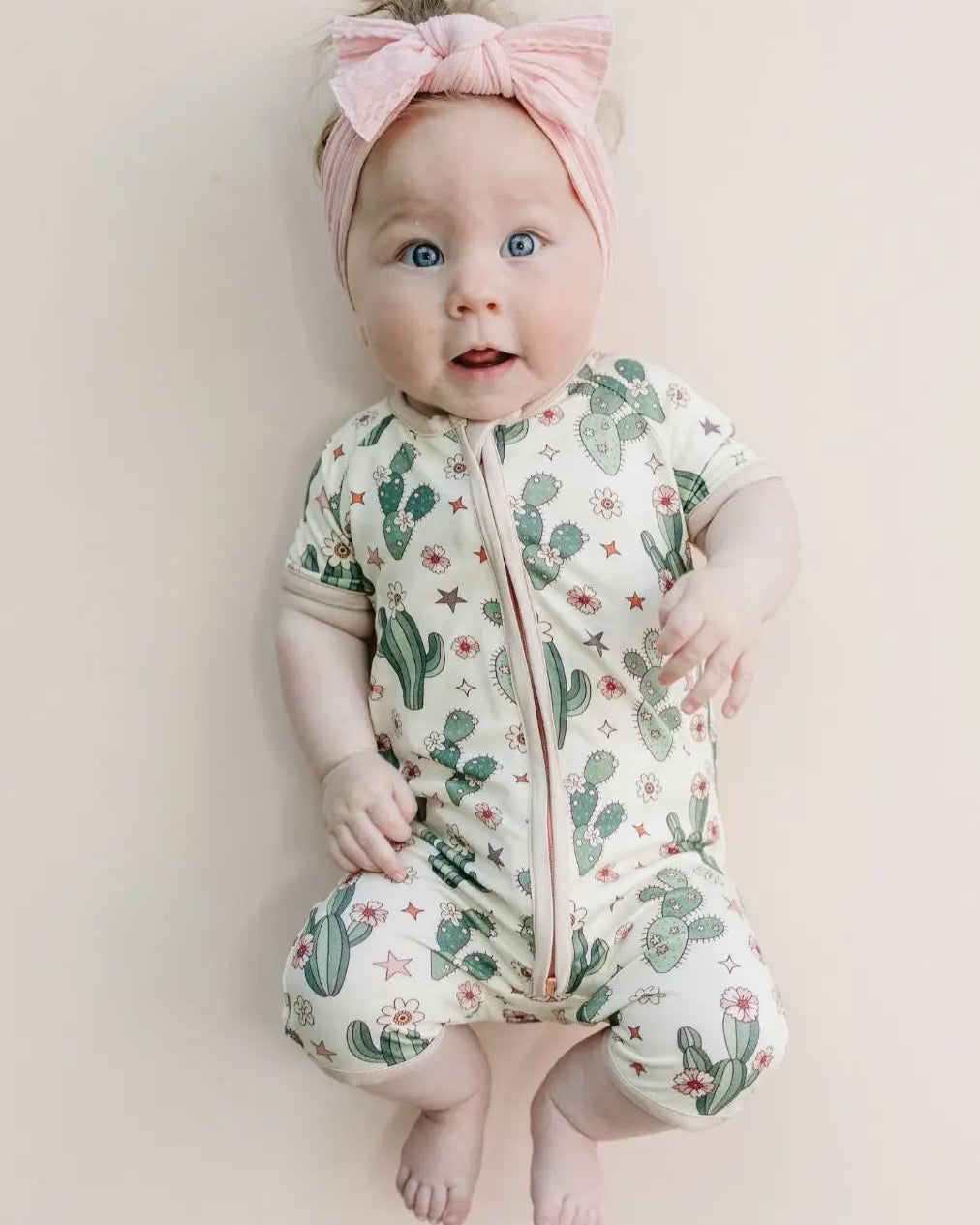 Bamboo Shorty Romper | Cactus Flowers - PREORDER