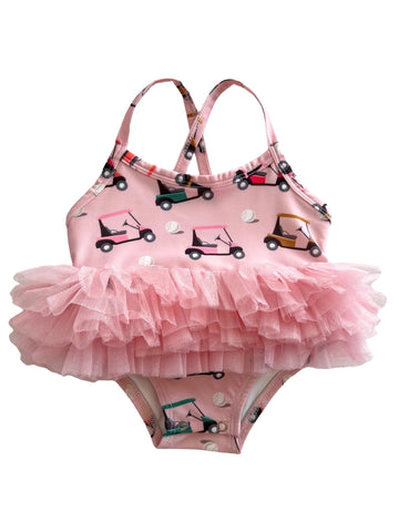 Tutu Swimsuit | Pink Golf Cart - PREORDER