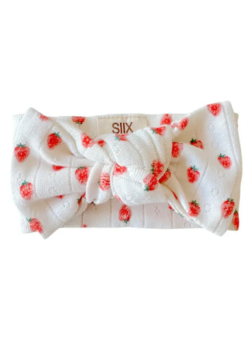 Organic Pointelle Bow | White Strawberry - PREORDER