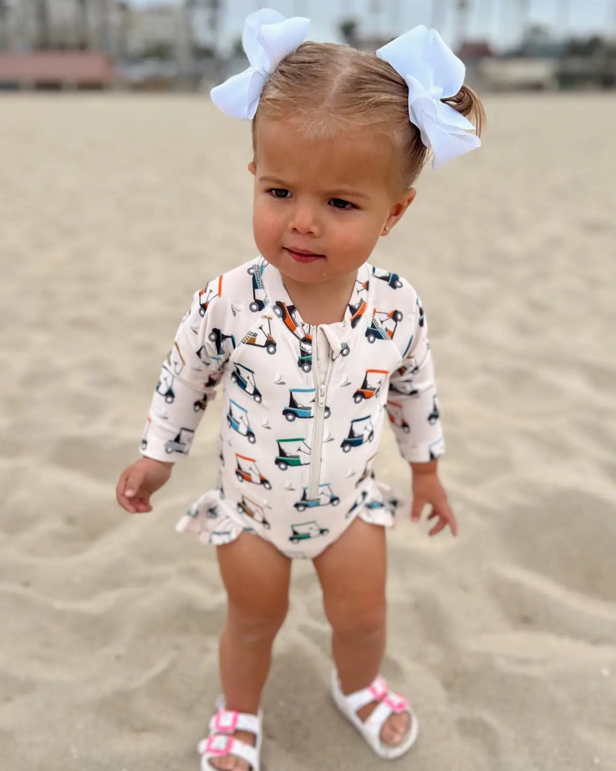 Skipper Rashguard Swimsuit | White Golf Cart - PREORDER