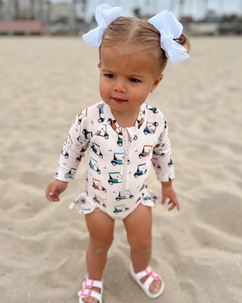 Skipper Rashguard Swimsuit | White Golf Cart - PREORDER