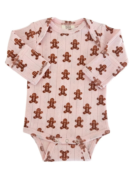 Organic Pointelle Long Sleeve Bodysuit | Blush Gingerbread - PREORDER