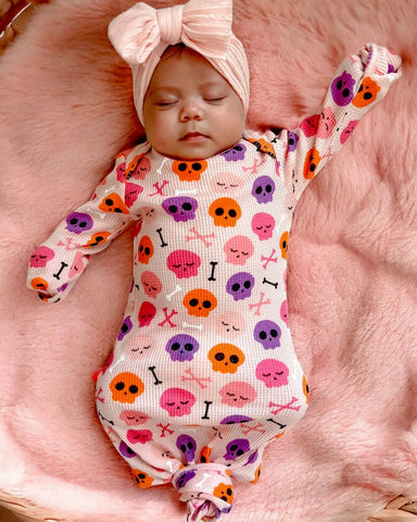 Waffle Gown | Pink Candy Skulls - PREORDER
