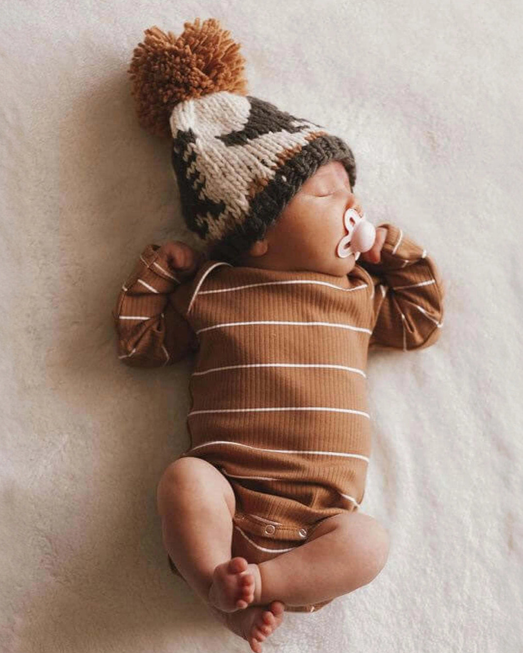 Ribbed Long Sleeve Bodysuit | Saddle Stripes - PREORDER