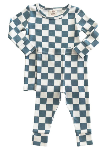 Organic Top & Shorts Set | Blueberry Muffin Checkerboard - PREORDER
