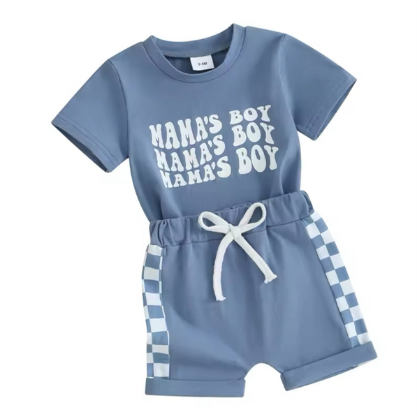 Mamas Boy Checkered Short Outfits (3 Colors) - PREORDER