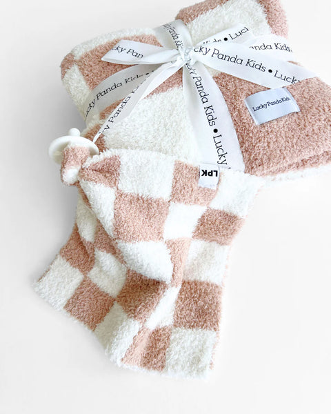 Checkered Plush Lovey | Latte - PREORDER
