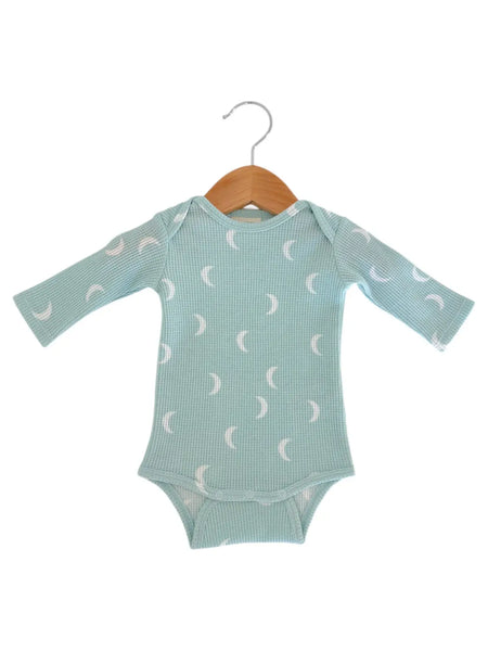 Waffle Long Sleeve Bodysuit | Light Blue Moon - PREORDER