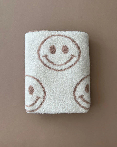 Smiley Plush Baby Blanket | Latte - PREORDER
