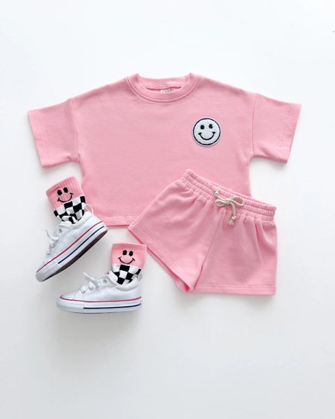 Top & Shorts Set | Smiley Pink Peach - PREORDER