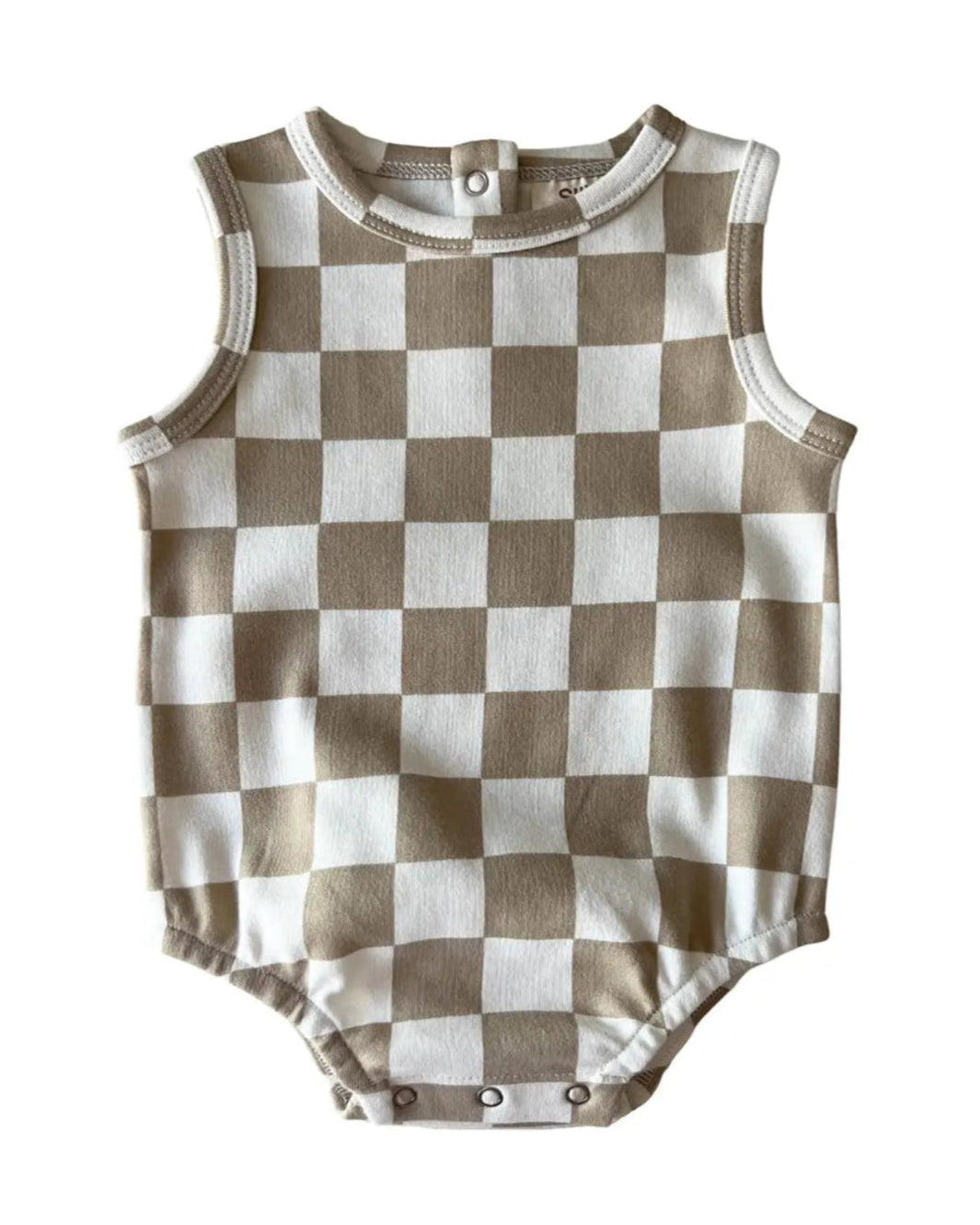 Tank Bubble Romper | Tiramisu Checkerboard - PREORDER