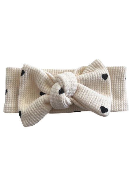 Waffle Knot Bow | Black Heart - PREORDER