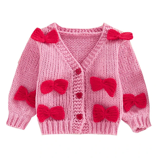 Hot Pink Bows Knit Cardigans (2 Colors) - PREORDER