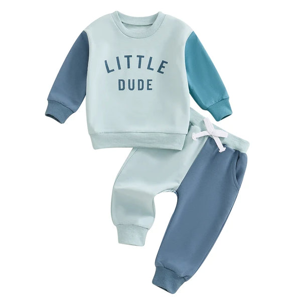 Little Dude Two Tone Jogger Outfits (2 Colors) - PREORDER