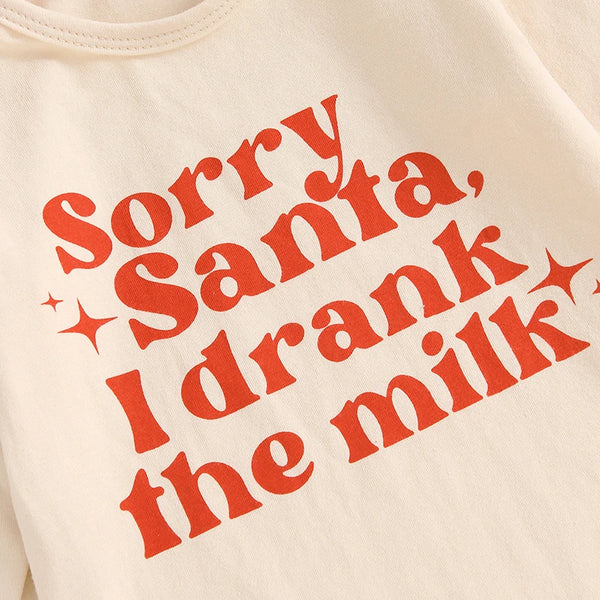 Sorry Santa I Drank the Milk & Cookies Bells Outfit & Bow - PREORDER