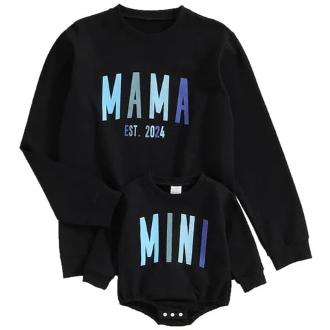 Boy MAMA & MINI est 2024 Matching Romper & Pullover - PREORDER