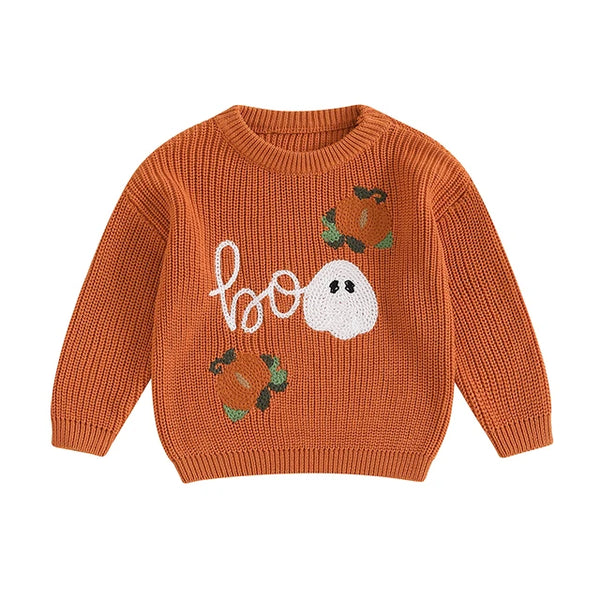 Ghosts & Pumpkins BOO Knit Sweaters (6 Colors) - PREORDER