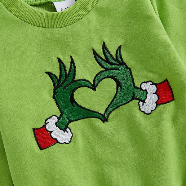 Grinch Embroidered Jogger Outfit - PREORDER