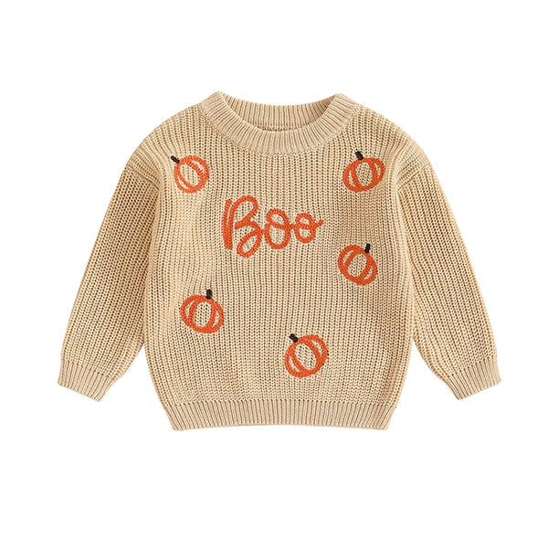 BOO Outline Pumpkins Knit Sweaters (5 Colors) - PREORDER