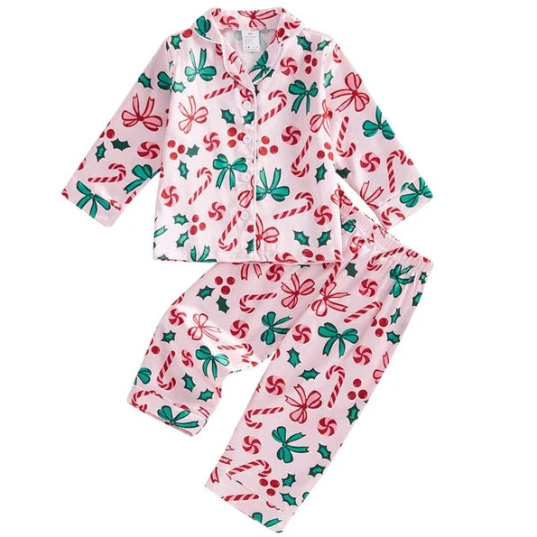 Mistletoes Bows & Candy Canes Silk Pajamas - PREORDER