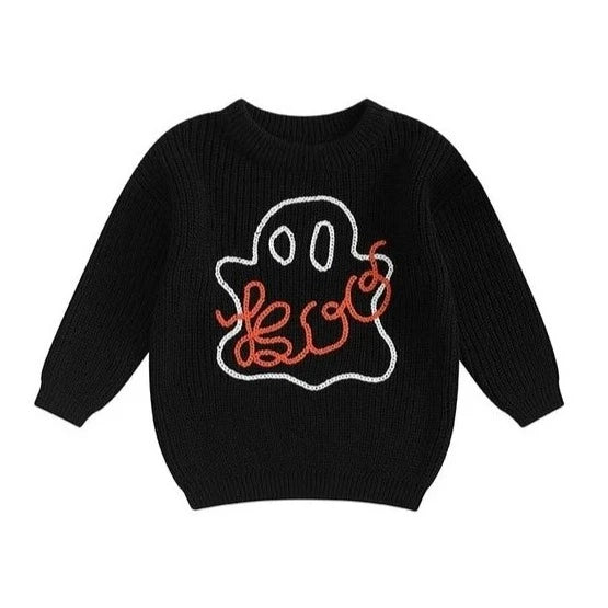Outline Ghost BOO Knit Sweater - PREORDER