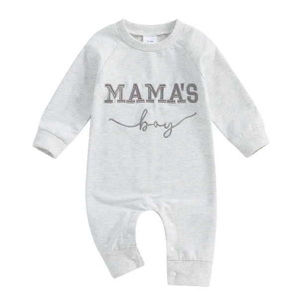 Mamas Boy Embroidered Rompers (3 Colors) - PREORDER