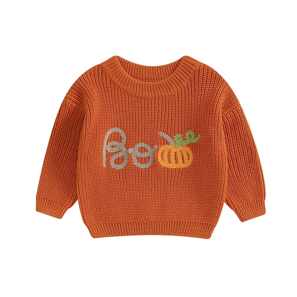 BOO Pumpkin Knit Sweaters (4 Colors) - PREORDER